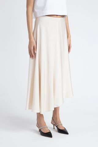 Asymmetrical viscose satin midi skirt  