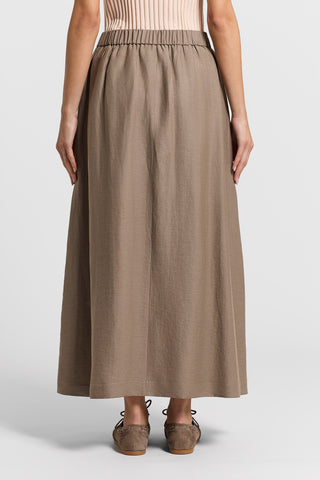 Long viscose and linen twill skirt