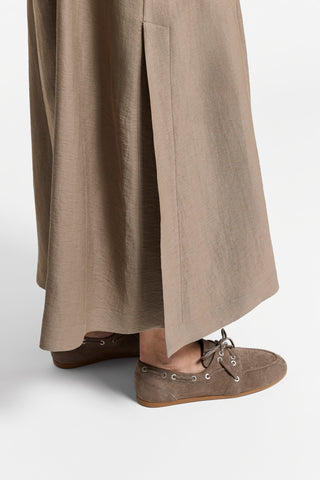 Long viscose and linen twill skirt