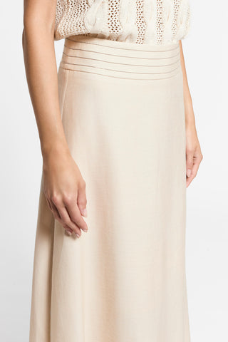 Long viscose linen twill skirt