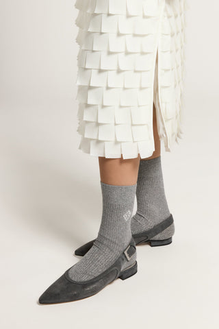 Sling-backs plats en cuir véritable