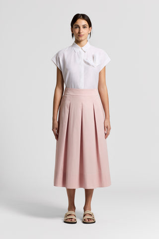 Stretch cotton sateen skirt