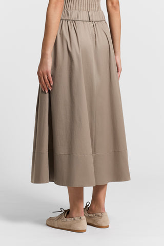 Stretch cotton sateen skirt