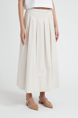 Twisted cotton long pleated skirt  