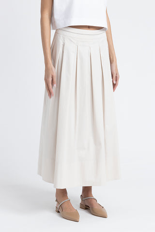 Twisted cotton long pleated skirt  