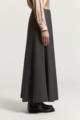 Wool gabardine midi skirt