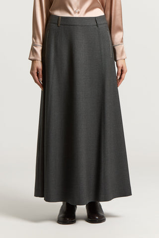 Wool gabardine midi skirt