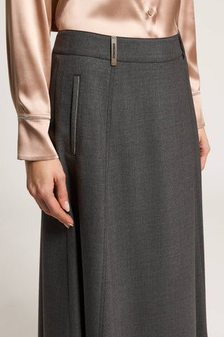 Wool gabardine midi skirt