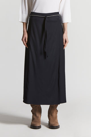 Stretch viscose and wool twill skirt