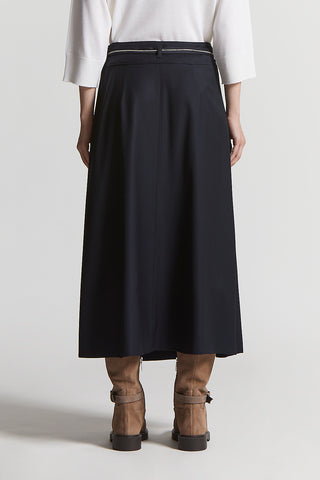 Stretch viscose and wool twill skirt