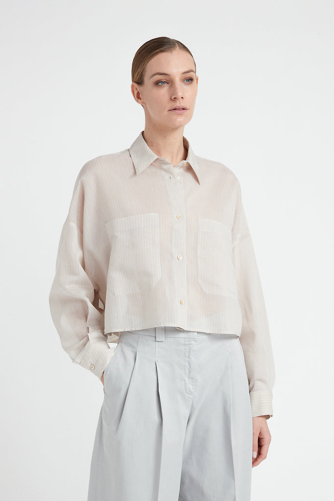 Striped cotton and silk organza shirt  
