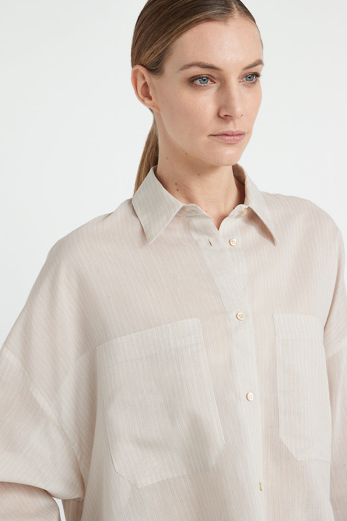 Striped cotton and silk organza shirt  