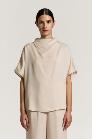 Peach-finish pure tencel twill blouse