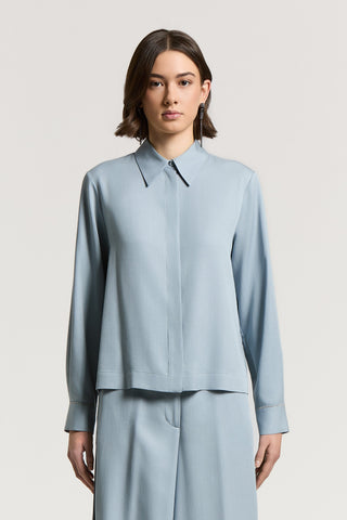 Peach-finish pure tencel twill fluid shirt