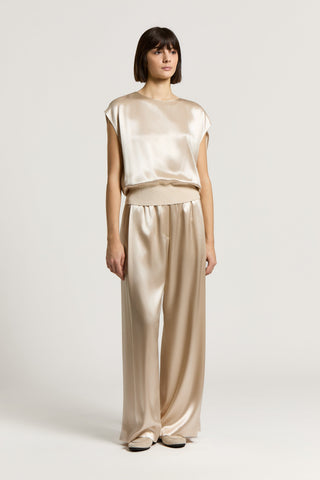 Shiny viscose satin top