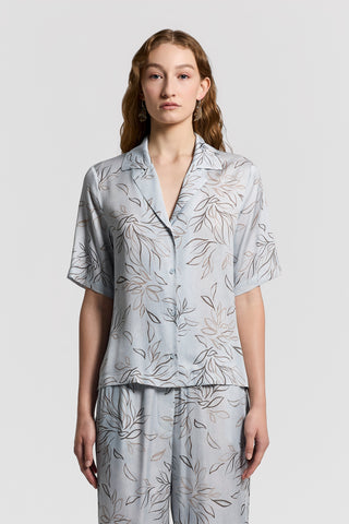 Printed viscose satin shirt