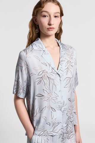 Printed viscose satin shirt