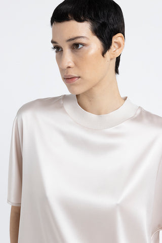 Silk satin crew neck T-shirt  