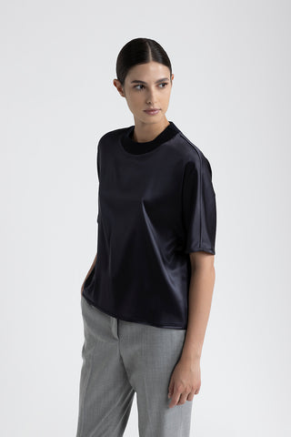 Silk satin crew neck T-shirt  