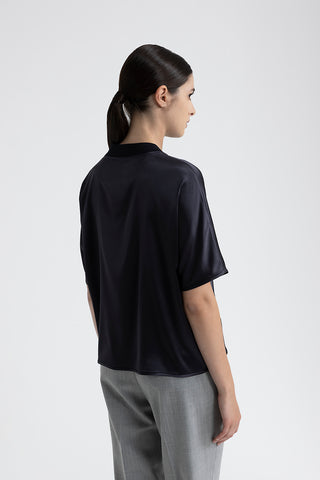 Silk satin crew neck T-shirt  