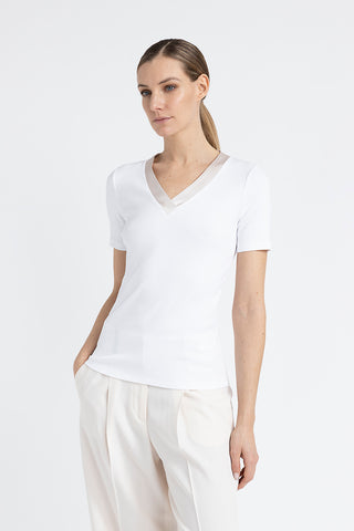 Silk V-neck jersey T-shirt  