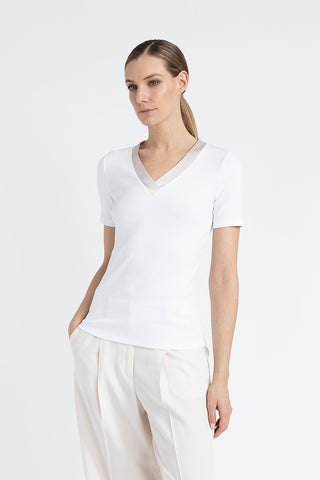 Silk V-neck jersey T-shirt  