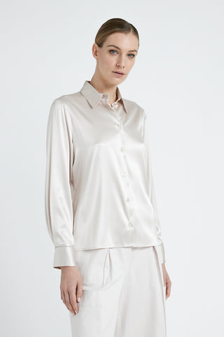 Stretch silk satin shirt  