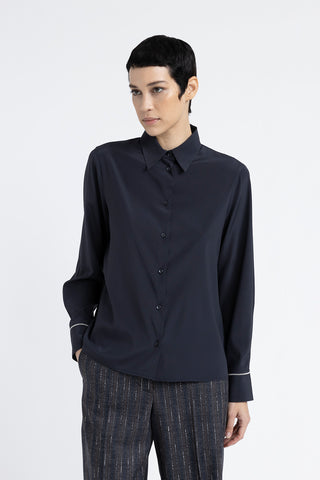 Stretch silk crepe de chine shirt  