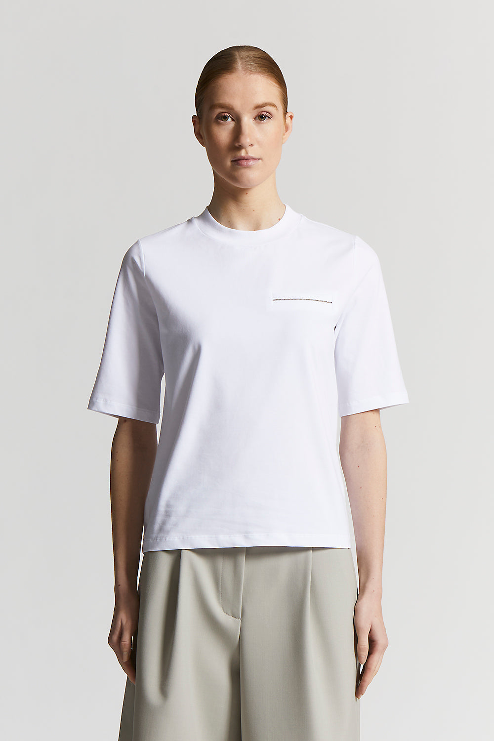 Tシャツ・カットソー PESERICO Women Tunic Tops S06294J0E8372E01 WHITE Jacquard stripe tunic shirt white – TOTEME