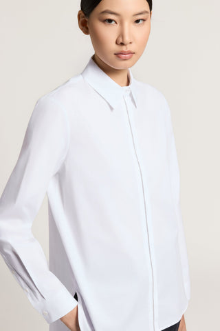 Chemise en popeline unie de coton stretch