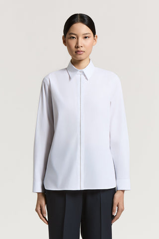 Chemise en popeline unie de coton stretch