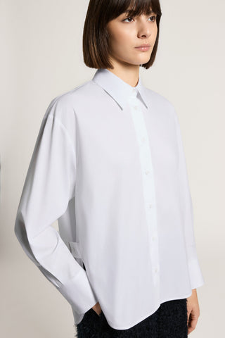 Solid-color stretch cotton poplin shirt