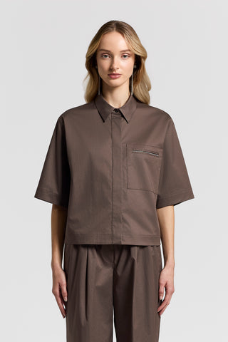 Stretch cotton sateen shirt