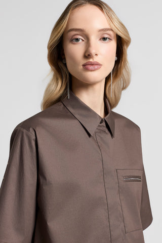 Stretch cotton sateen shirt