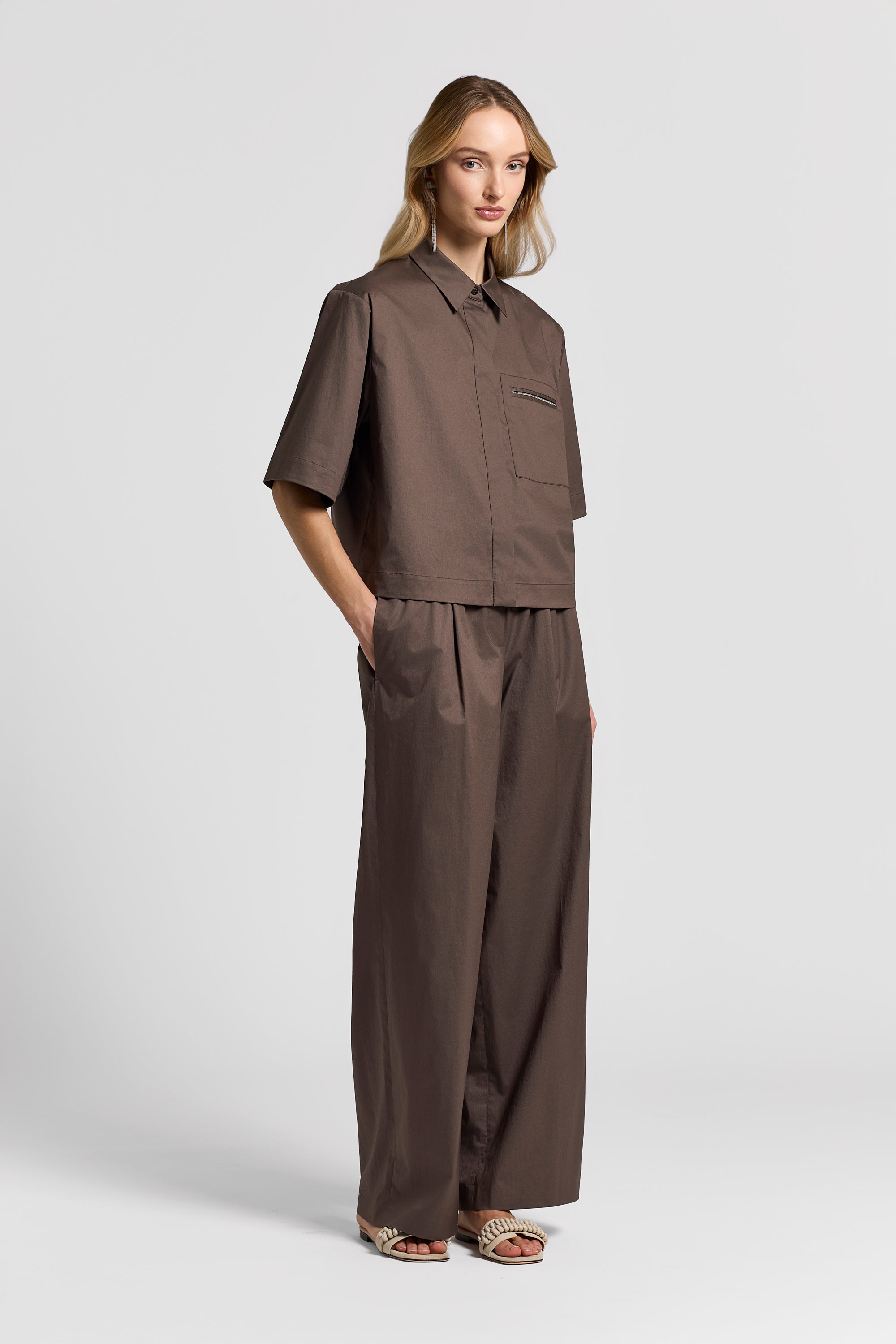 Stretch cotton sateen trousers | Peserico