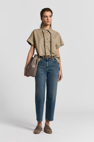 Stretch cotton sateen shirt