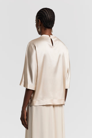 Stretch silk satin blouse