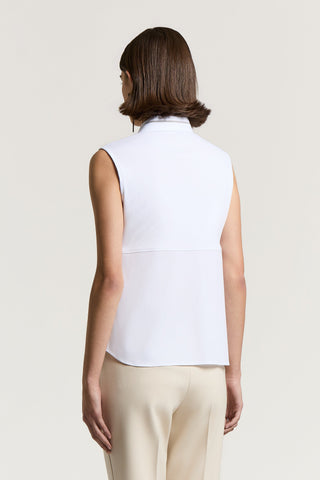 Top en popeline unie de coton stretch