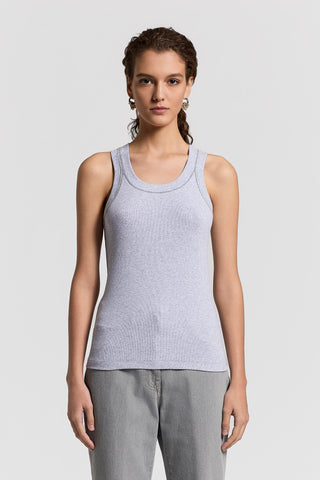 Micro-rib stretch cotton top