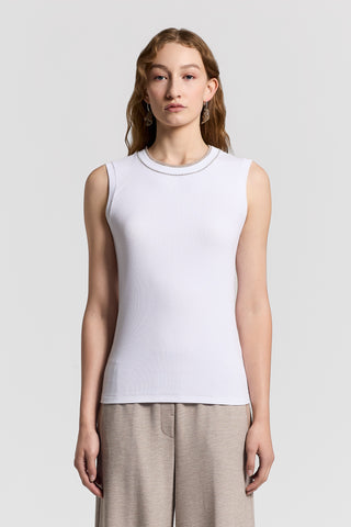 Micro-rib stretch cotton top