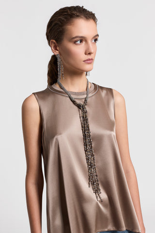 Stretch silk satin top