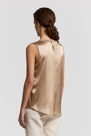 Stretch silk satin top