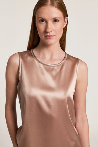 Top en satin de soie avec Punto Luce