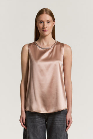 Top en satin de soie avec Punto Luce