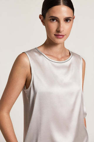 Top en satin de soie avec Punto Luce