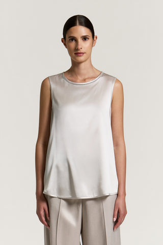 Top en satin de soie avec Punto Luce