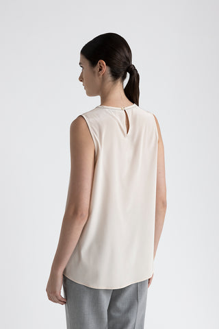 Silk crepe de chine round neck top  