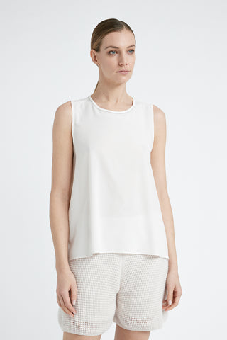 Silk crepe de chine round neck top  