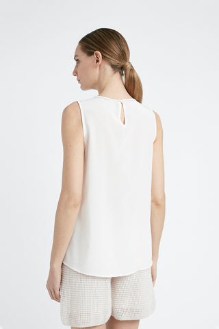 Silk crepe de chine round neck top  