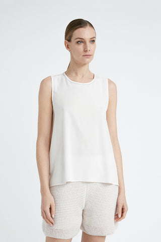 Silk crepe de chine round neck top  